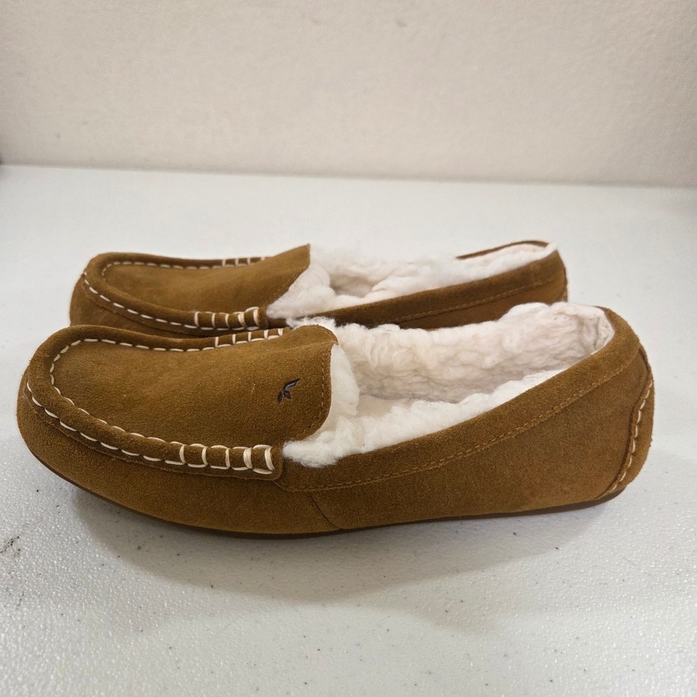 Koolaburra by UGG Lezly Suede Faux Fur Lined Moccasin Slippers Chestnut Womens 8